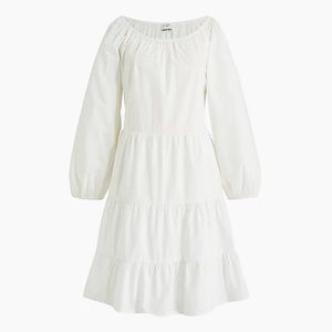 Cotton poplin raglan tiered mini dress